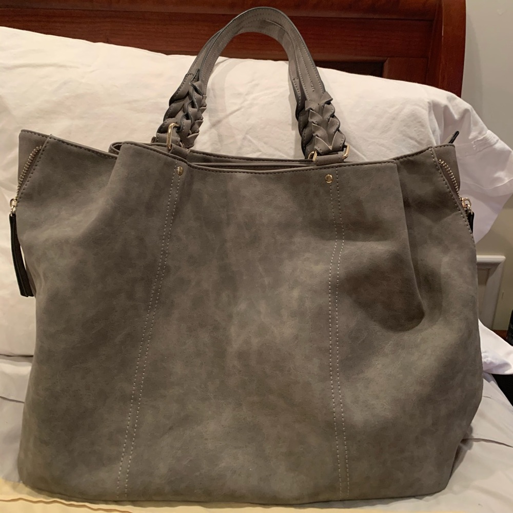Gray Faux Suede Purse